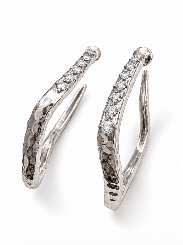 HAMMERED FLOW HOOP EARRINGS